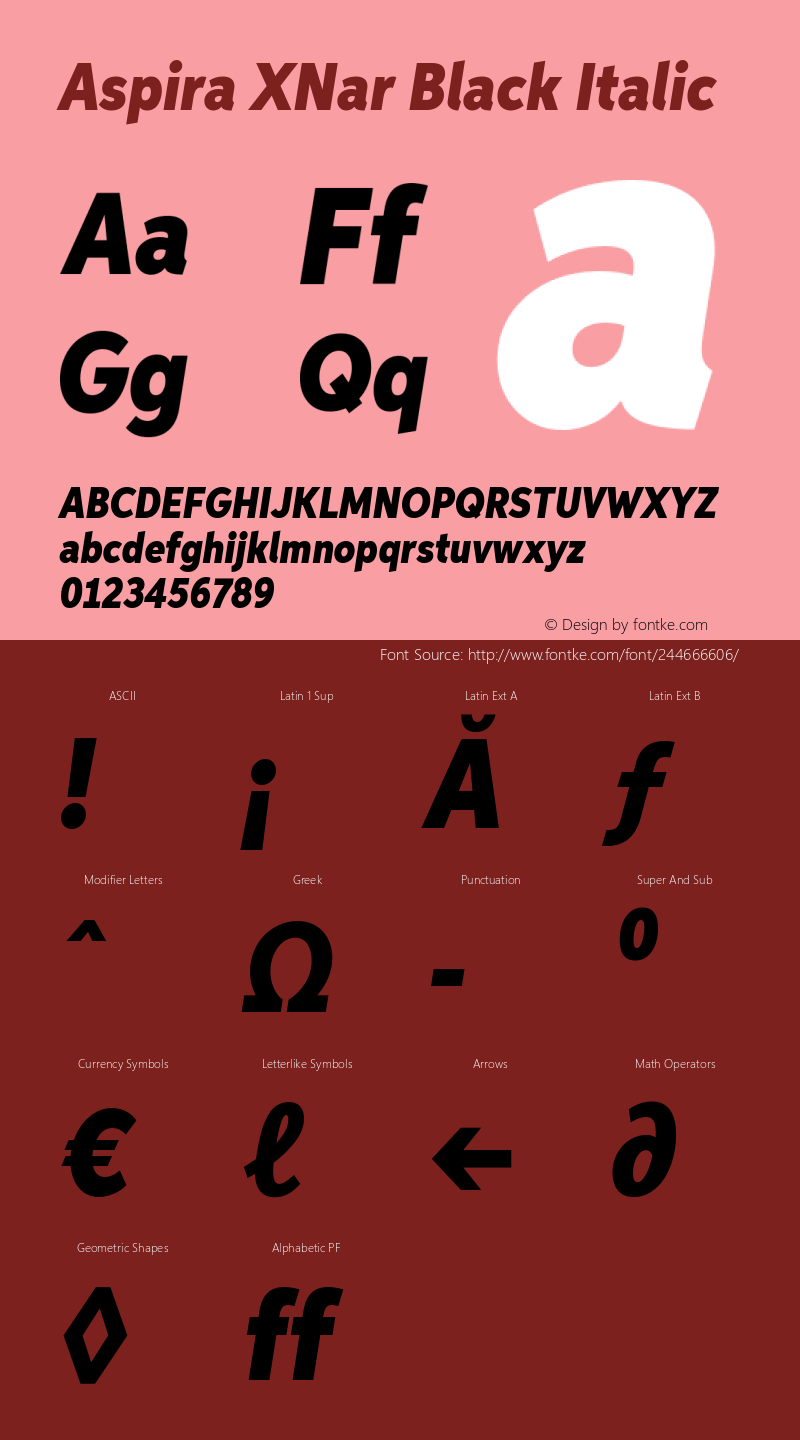 AspiraXNar-BlackIt Version 1.05          UltraPrecision Font图片样张