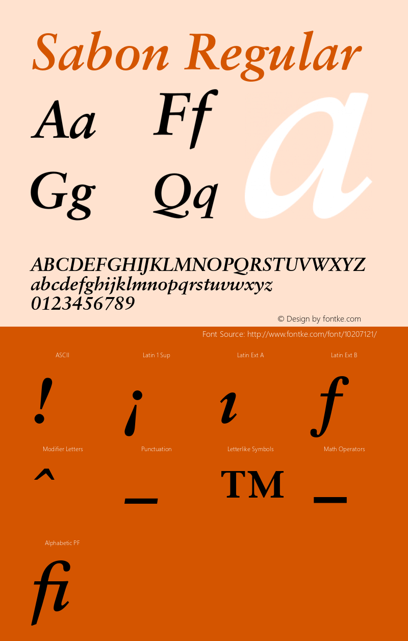 Sabon Regular 001.000 Font Sample