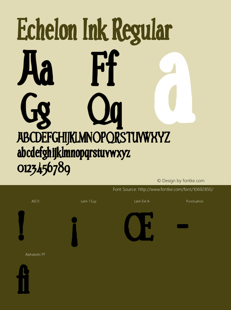 Echelon Ink Regular Version 1.0; 2000; initial release Font Sample