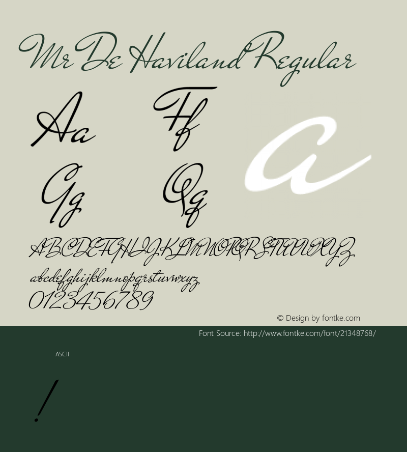 MrDeHaviland Version 1.0 Font Sample