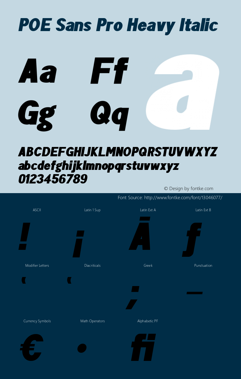 POE Sans Pro Heavy Italic Version 1.00 January 10, 2016, initial release Font Sample