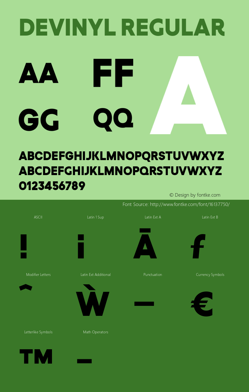 Devinyl Regular Version 1.000 Font Sample