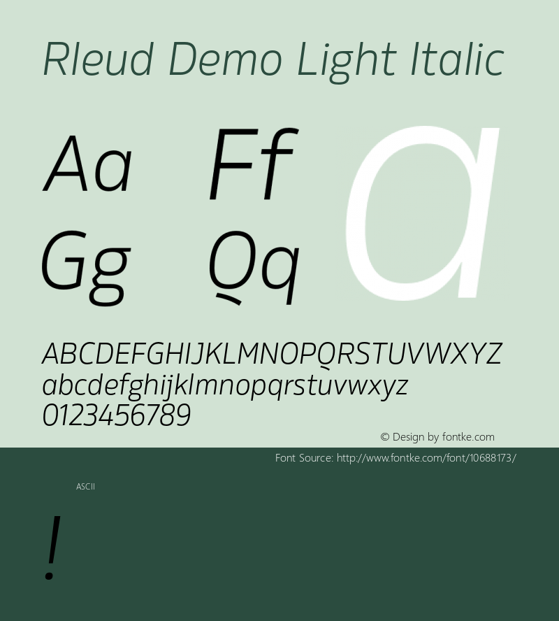 Rleud Demo Light Italic 2014 Version 1.01 Font Sample