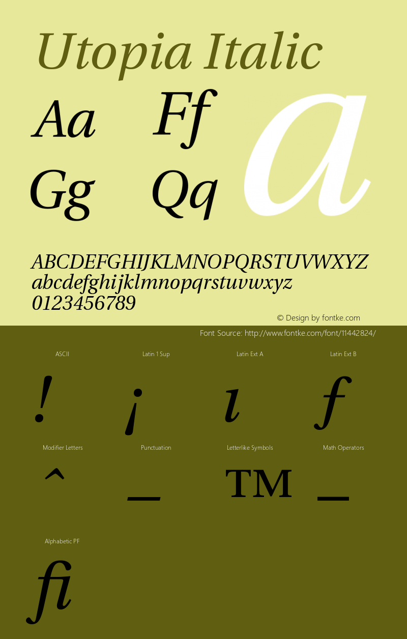 Utopia Italic Version 001.001 Font Sample