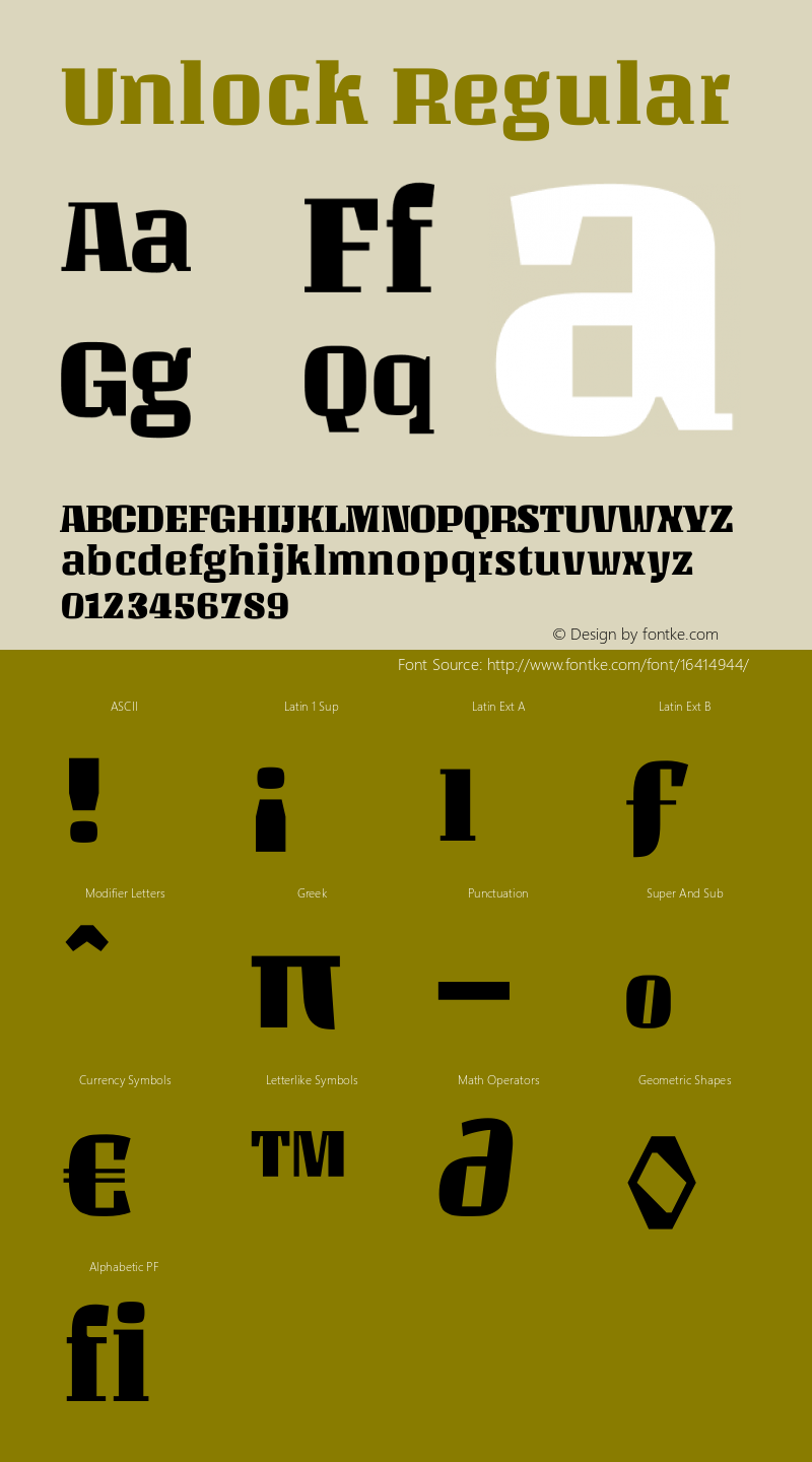 Unlock Regular Version 1.002 Font Sample