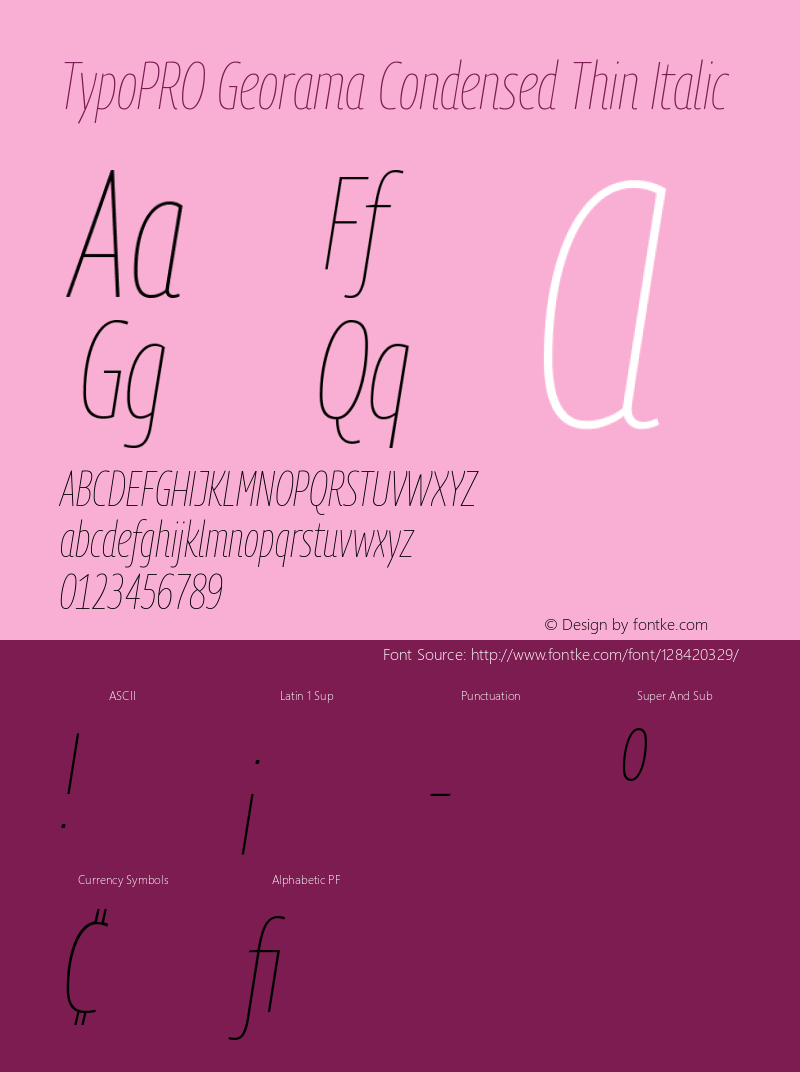 TypoPRO Georama Condensed Thin Italic Version 1.001 Font Sample