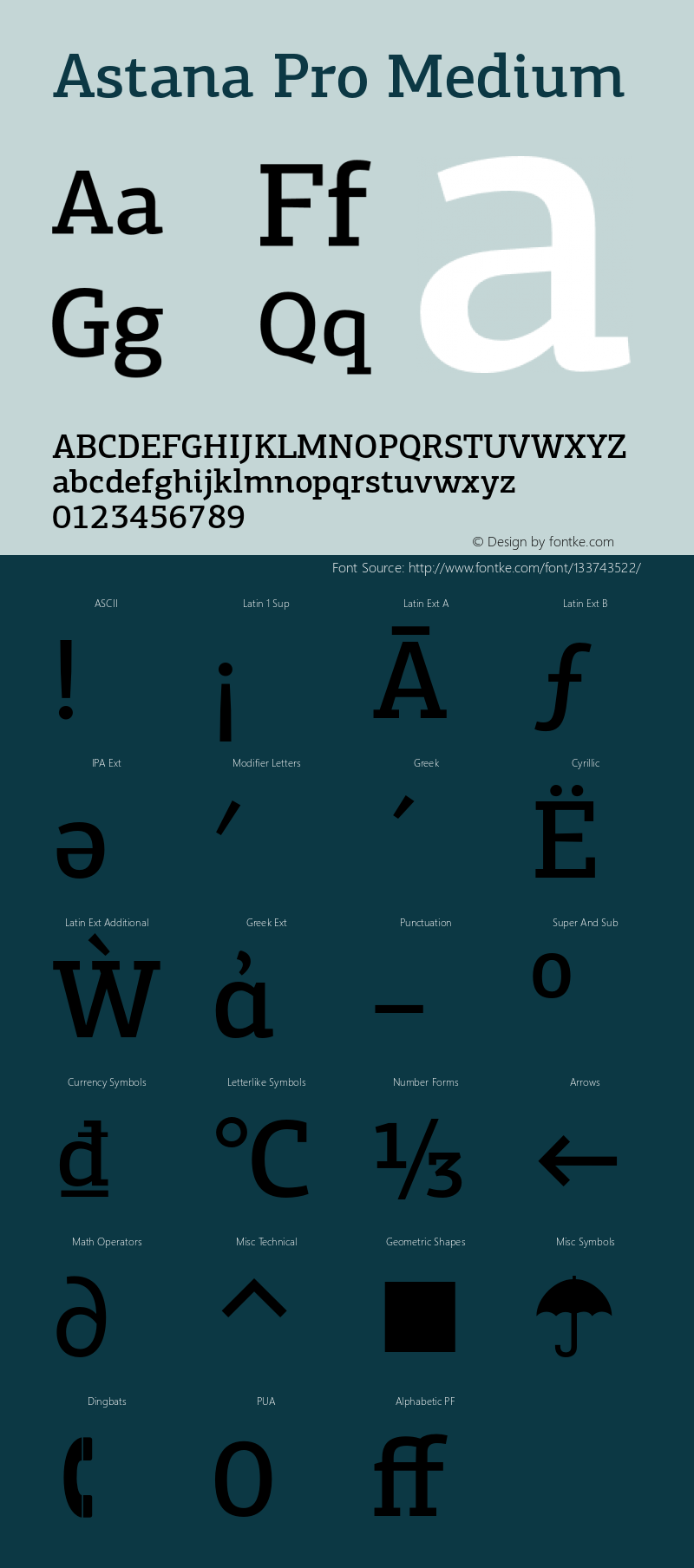 AstanaPro-Medium Version 001.001 Font Sample