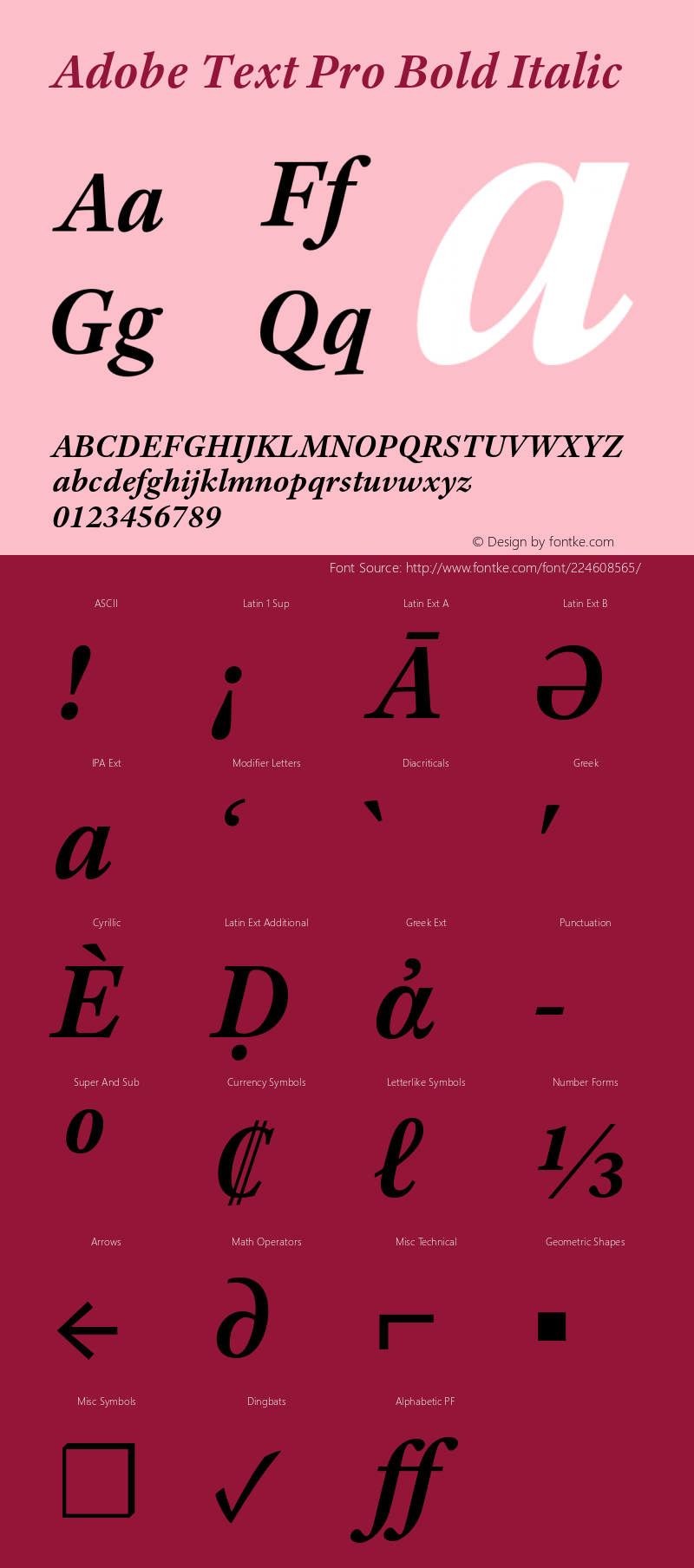 Adobe Text Pro Bold Italic Version 1.125;PS 1.000;hotconv 16.6.51;makeotf.lib2.5.65220图片样张