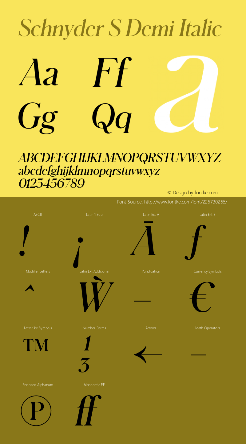 Schnyder S Demi Italic Version 1.001 2018图片样张