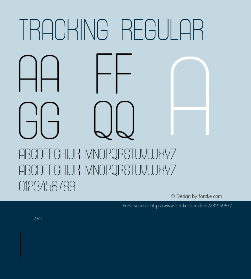 Tracking Regular Version 1.000 Font Sample