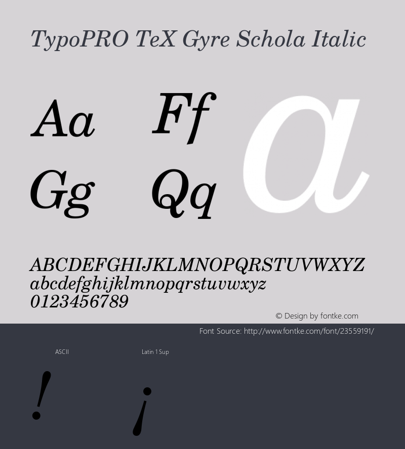 TypoPRO TeXGyreSchola-Italic Version 2.005;PS 2.005;hotconv 1.0.49;makeotf.lib2.0.14853 Font Sample