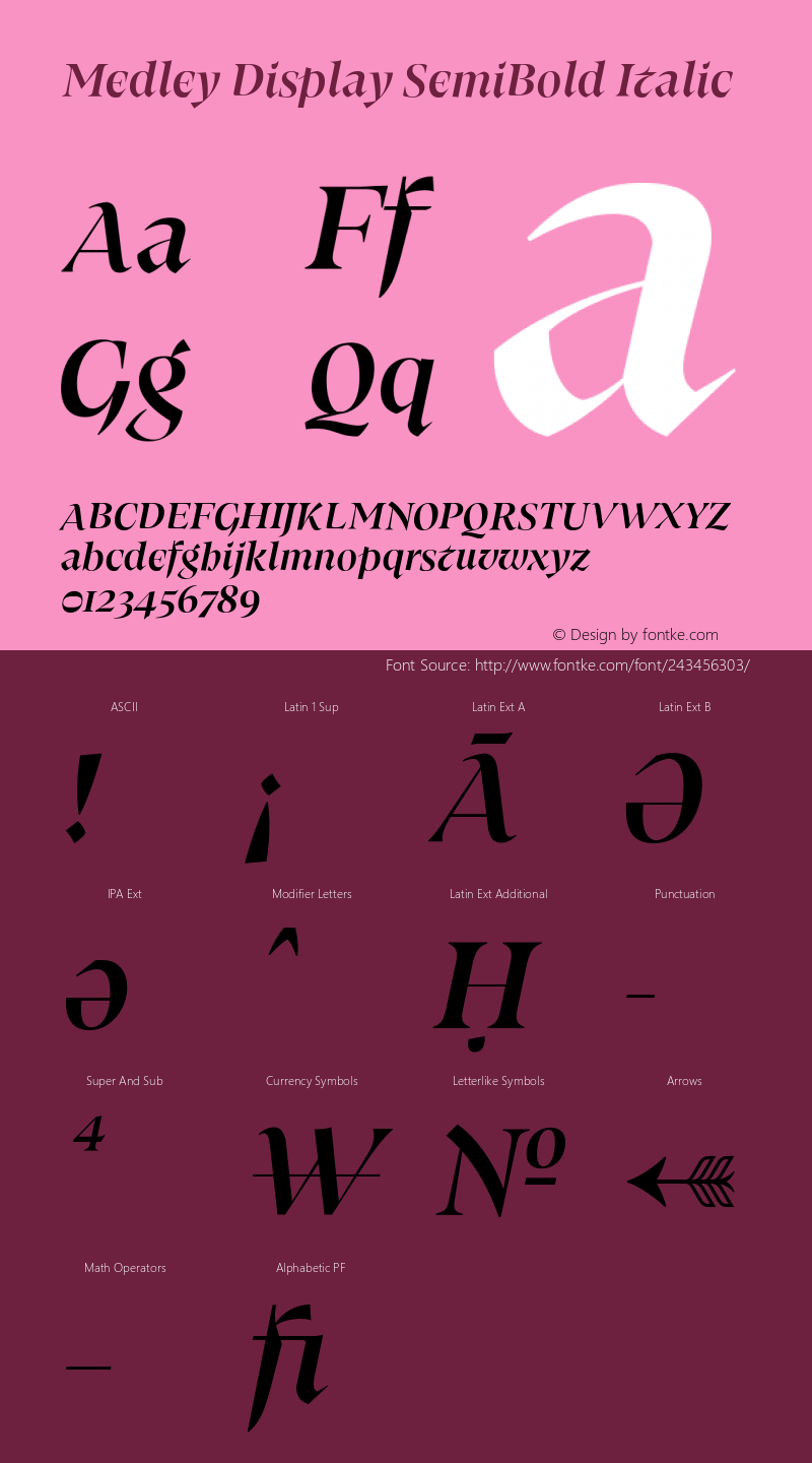 Medley Display SemiBold Italic Version 1.000 | web-ttf图片样张