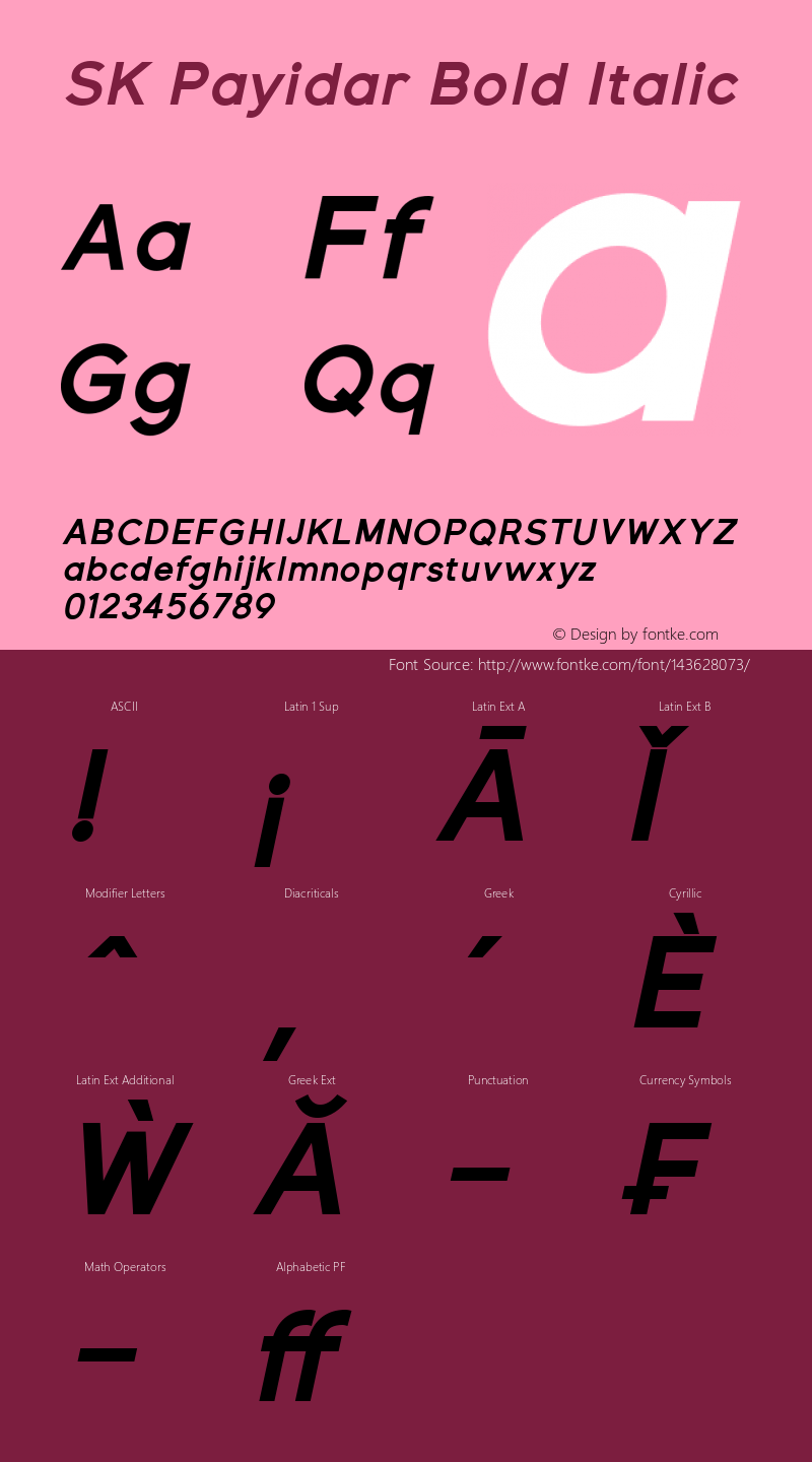 SK Payidar Bold Italic 1.000 Font Sample