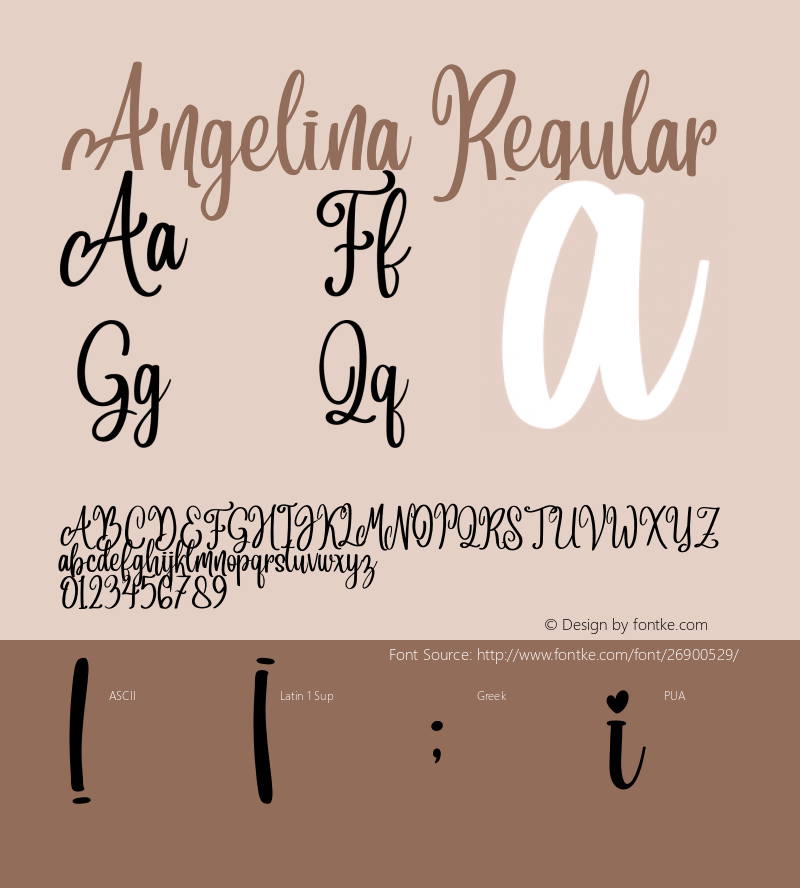 Angelina Version 1.00;September 8, 2018;FontCreator 11.5.0.2427 64-bit Font Sample
