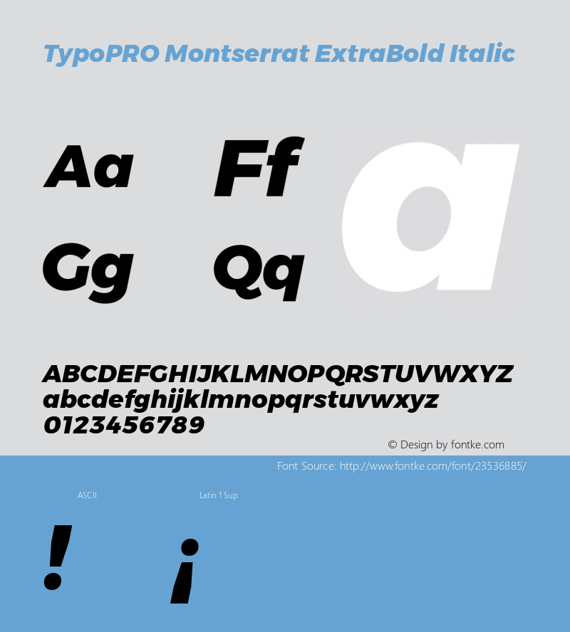 TypoPRO Montserrat ExtraBold Italic Version 6.001 Font Sample