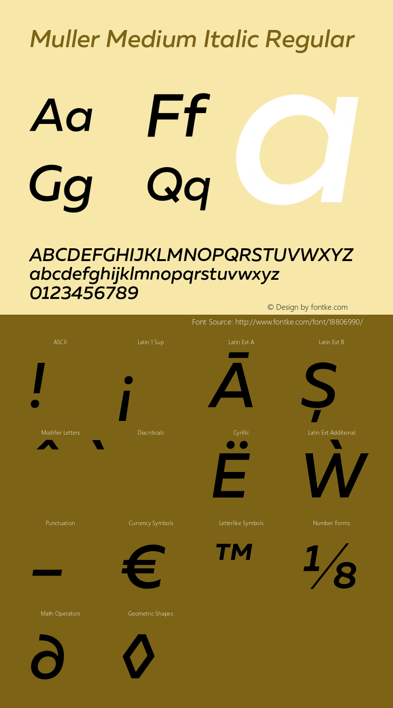 Muller Medium Italic Regular Version 1.000;PS 001.000;hotconv 1.0.88;makeotf.lib2.5.64775 Font Sample