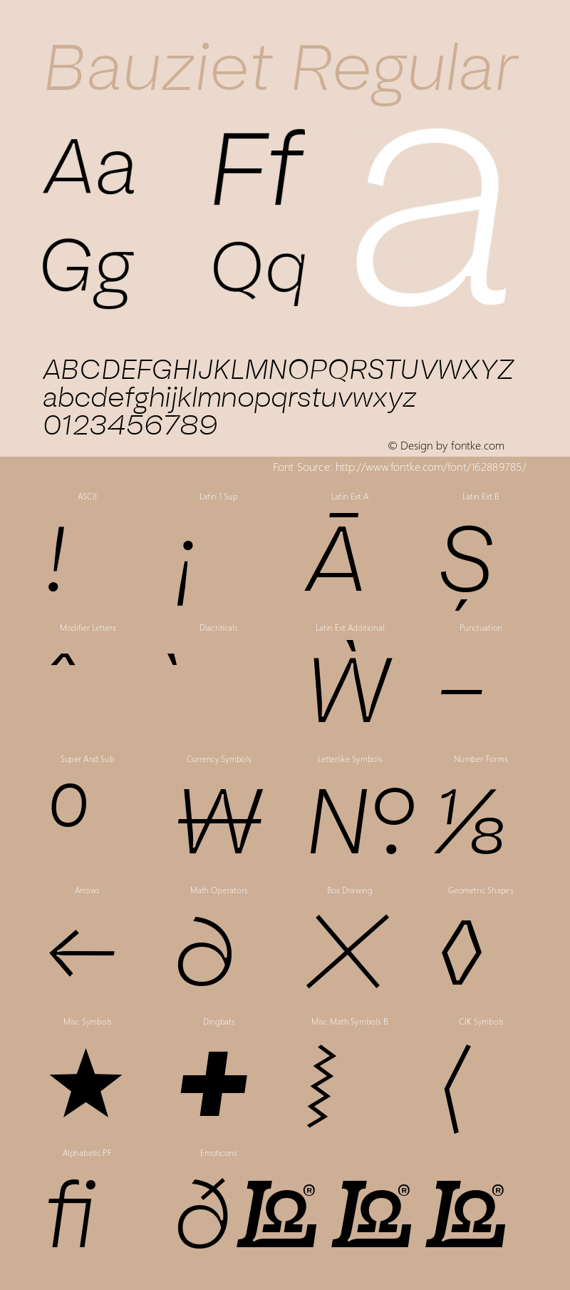 Bauziet Norm Light Italic Version 1.00 Font Sample