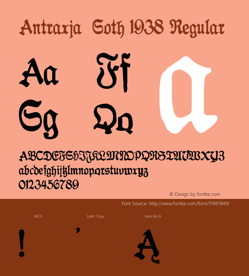 Antraxja  Goth 1938 Regular Version 1.000;PS 001.000;hotconv 1.0.38 Font Sample