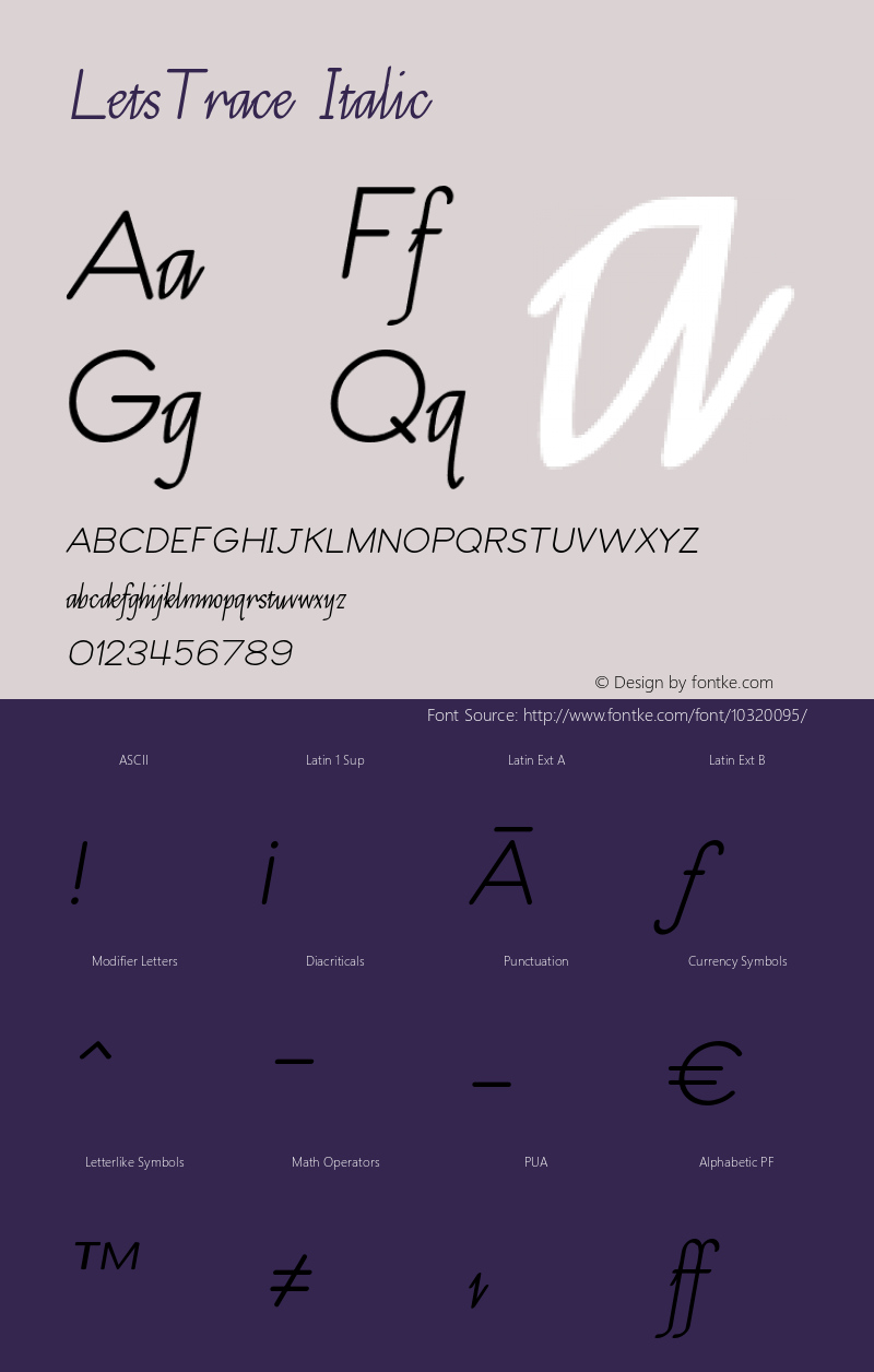 LetsTrace Italic Version 002.000 Font Sample