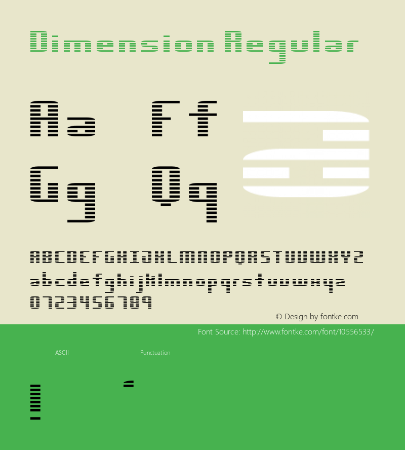 Dimension Regular Version 1.0 Font Sample