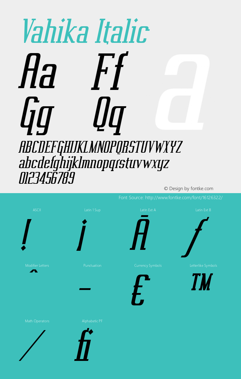 Vahika Italic Version 2.000 2004 Font Sample