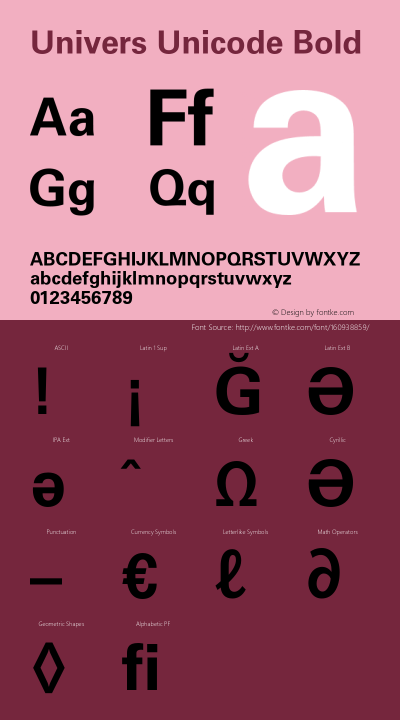 UniversUnicode-Bold OTF 1.029;PS 001.004;Core 1.0.33;makeotf.lib1.4.1585 Font Sample