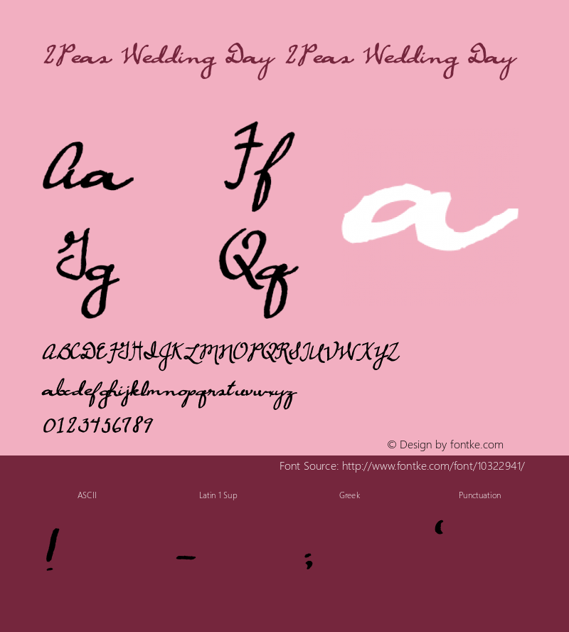 2Peas Wedding Day 2Peas Wedding Day Version 1.00; June 1, 2002 Font Sample