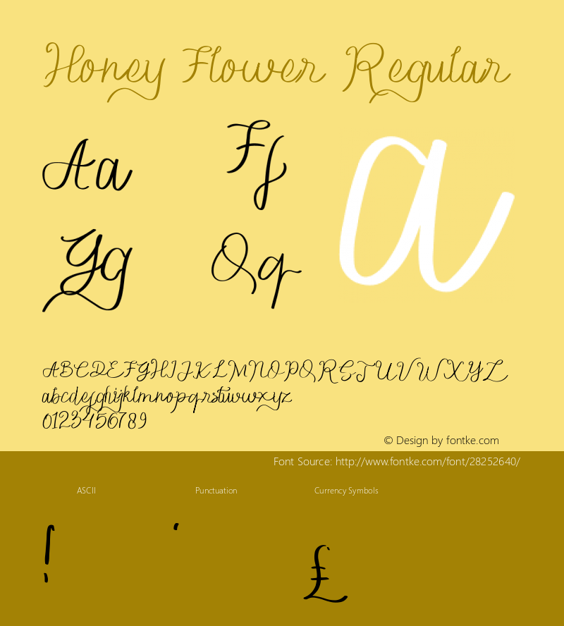 Honey Flower Version 1.00;December 29, 2018;FontCreator 11.5.0.2421 64-bit Font Sample