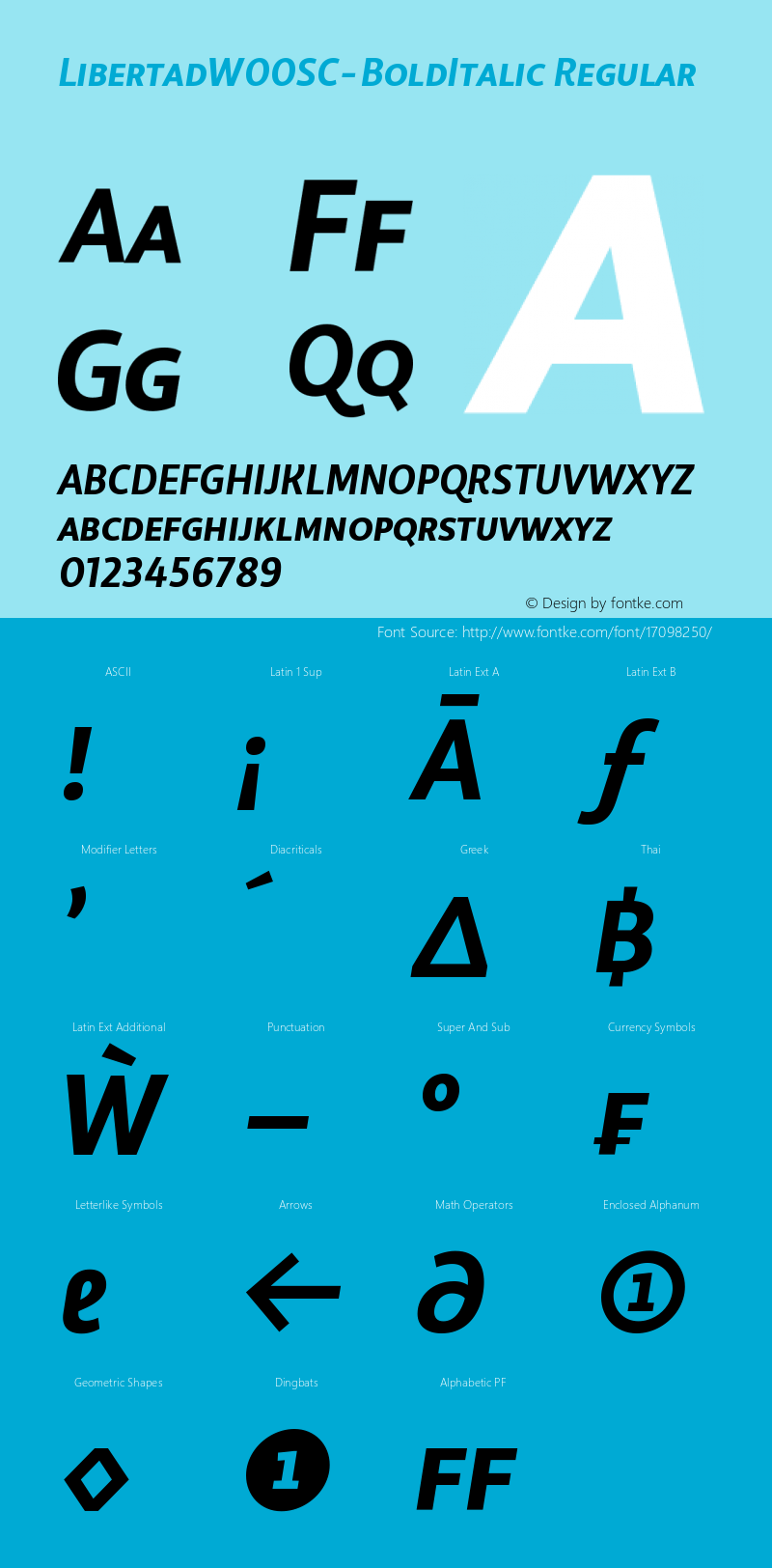 LibertadW00SC-BoldItalic Regular Version 1.00 Font Sample