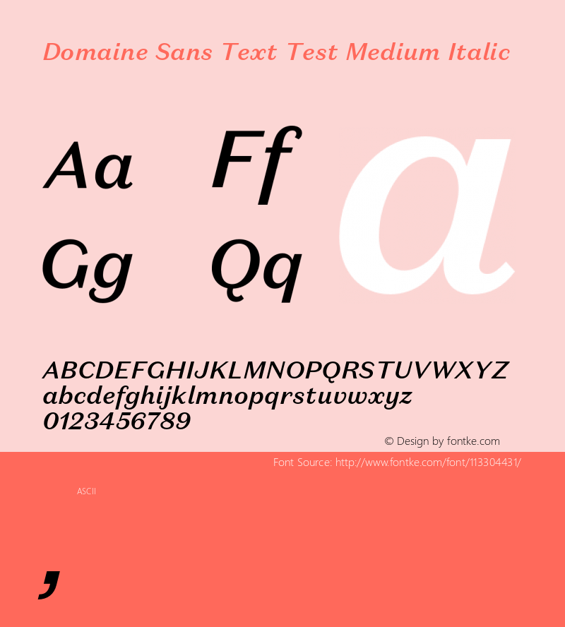 DomaineSansText-MediumItalicTest Version 1.005;PS 1.000;hotconv 16.6.54;makeotf.lib2.5.65590;0 Font Sample