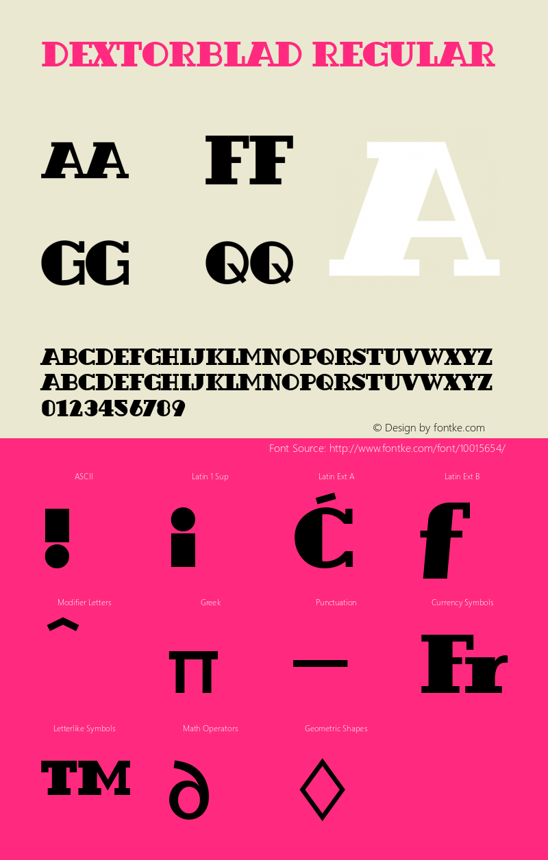 DextorBlaD Regular Version 001.005 Font Sample