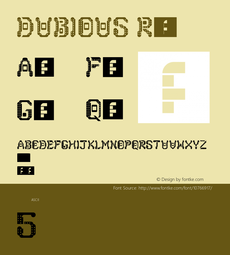 DUBIOUS Regular Version 1.0 Font Sample