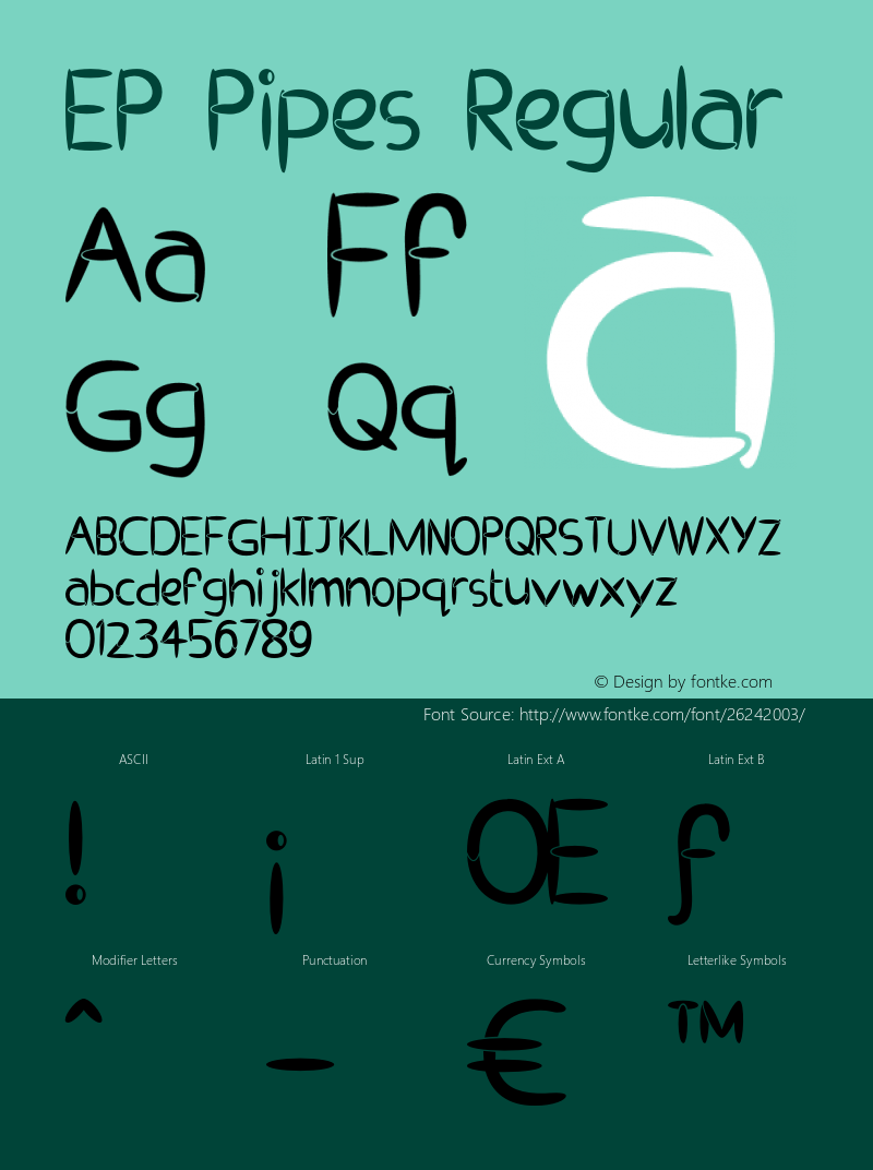 EP Pipes Version 1.0 Font Sample