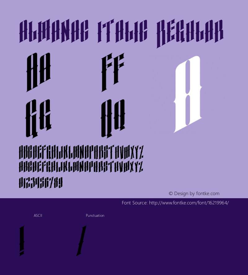 almanac italic Regular Version 1.000;PS 001.001;hotconv 1.0.56 Font Sample