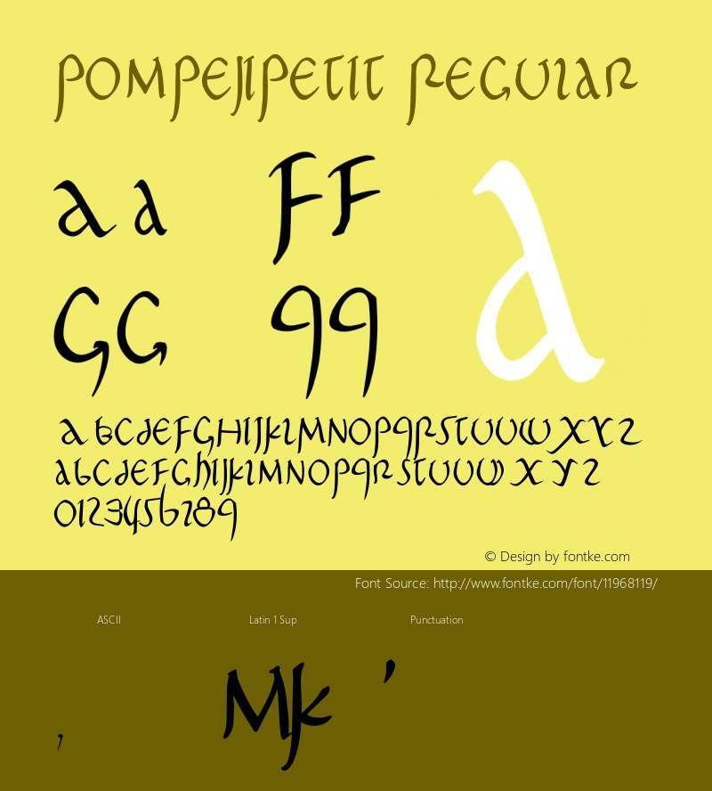 PompejiPetit Regular 1.0 2004-06-03 Font Sample