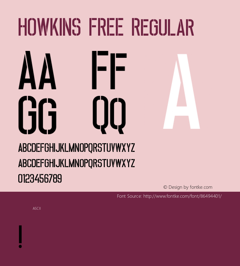 HOWKINSFREE Version 1.000 Font Sample