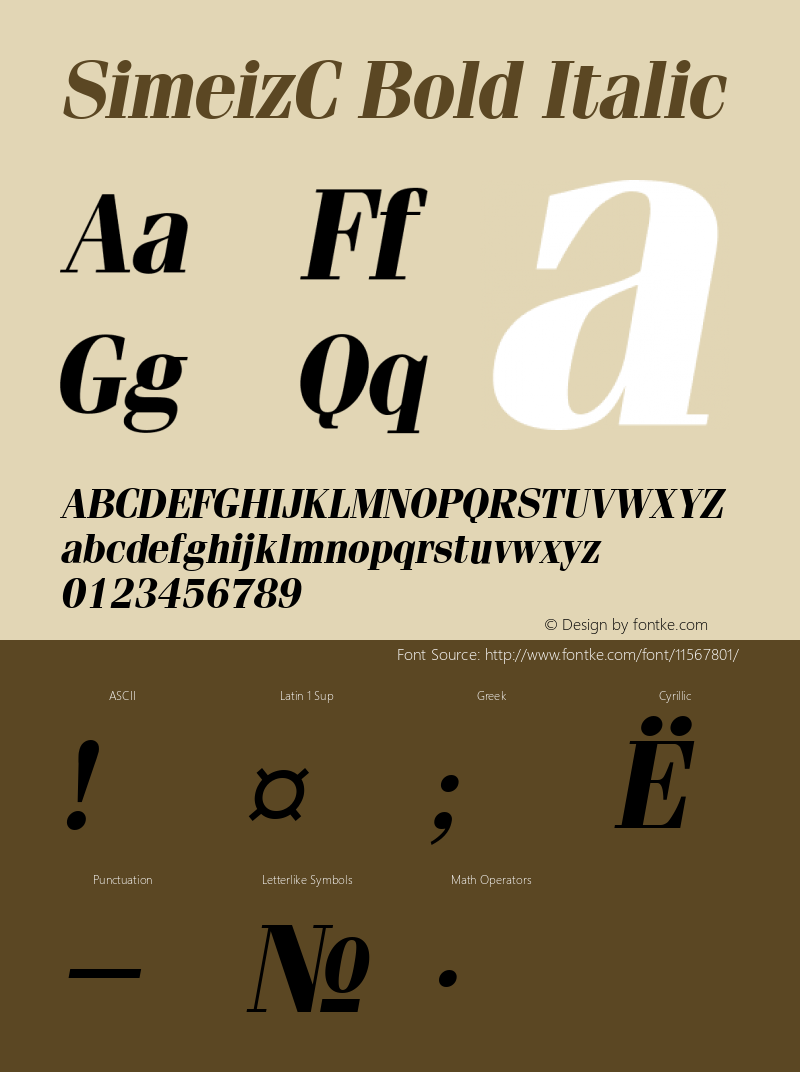 SimeizC Bold Italic Version 001.001 Font Sample