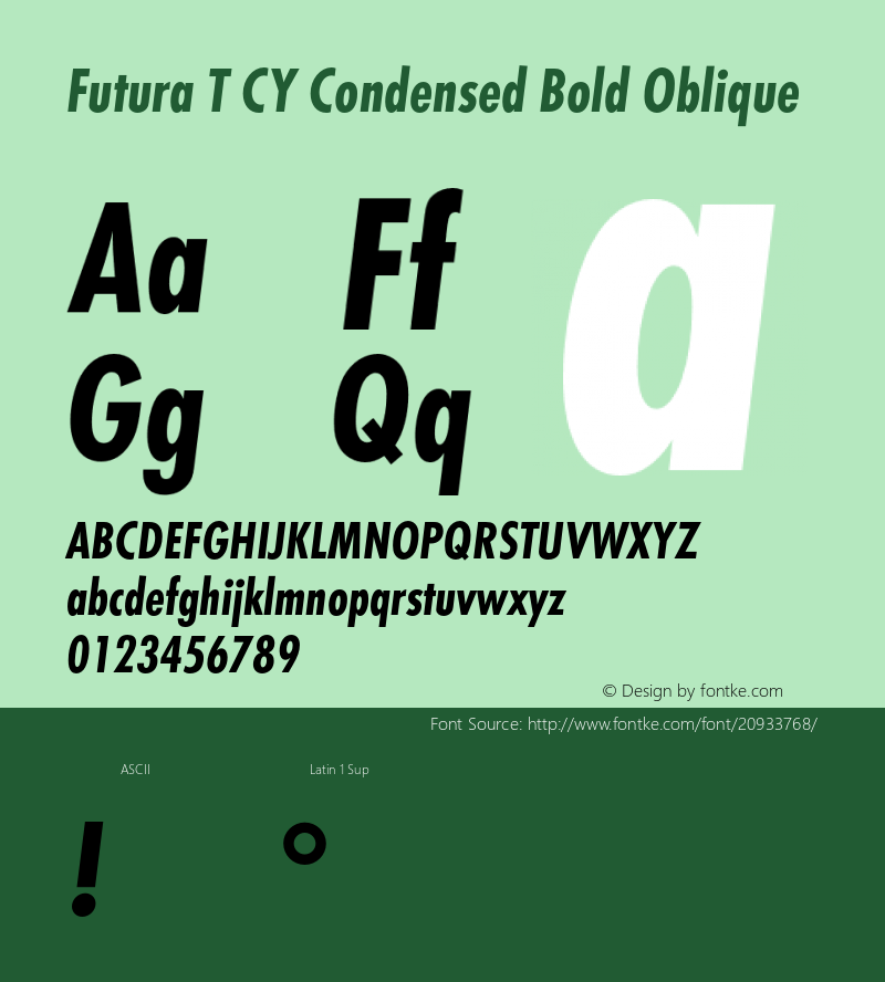 FuturaTCY-BolConObl 1.05 Font Sample