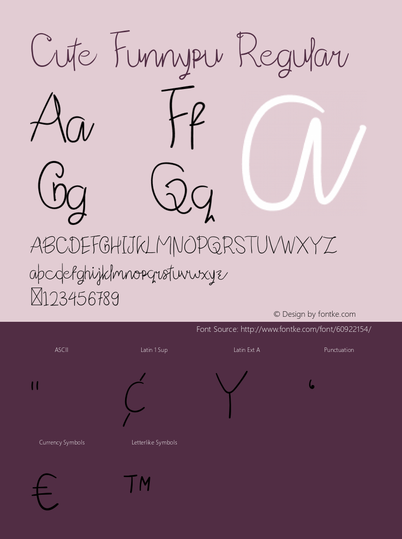 CuteFunnypuRegular Version 1.003;Fontself Maker 3.5.1 Font Sample