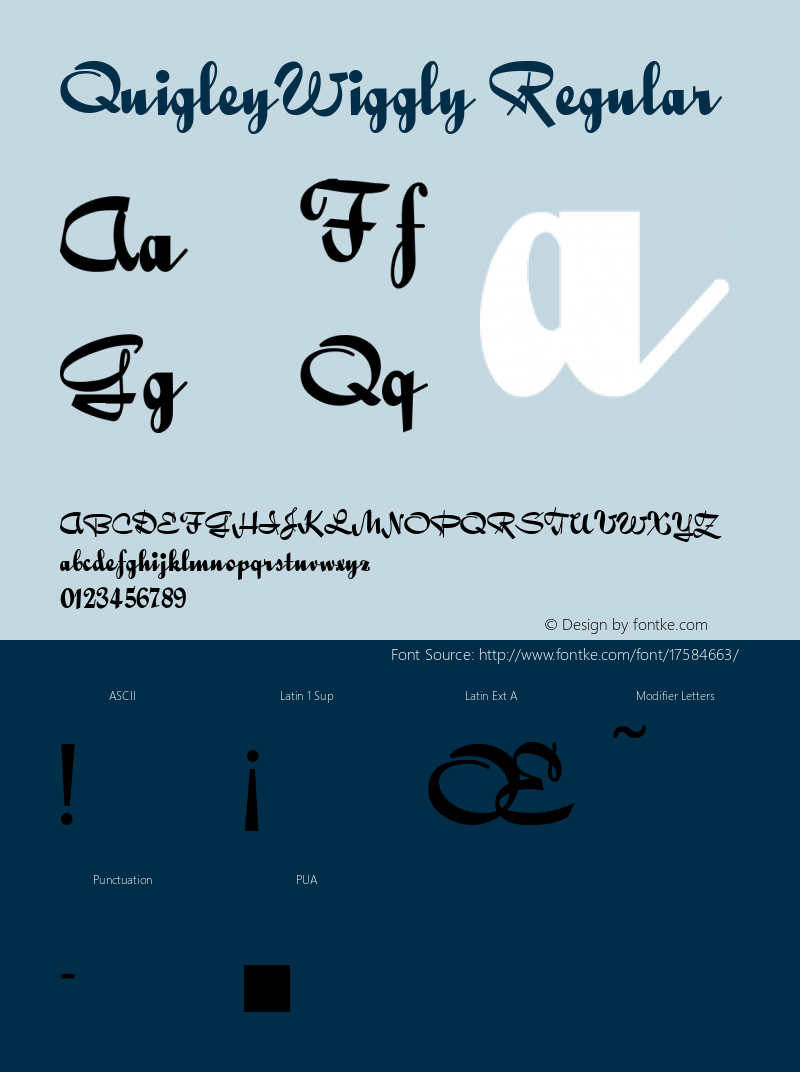 QuigleyWiggly Regular Converted from e:\nickfo~1\pcttf\QUW_____.TF1 by ALLTYPE Font Sample