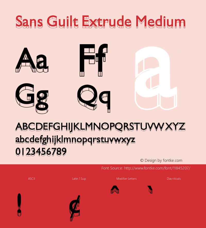 Sans Guilt Extrude Medium Version 001.000 Font Sample