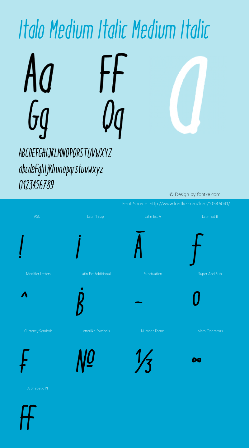 Italo Medium Italic Medium Italic Version 1.000 Font Sample