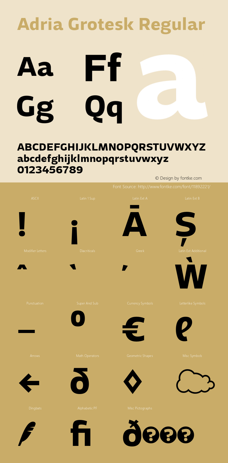 Adria Grotesk Regular Version 1.001 Font Sample