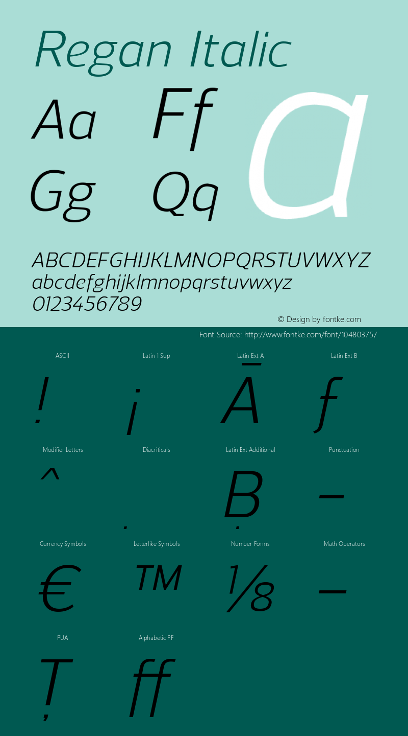 Regan Italic Version 1.902 Font Sample