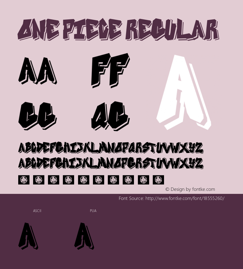 ONE PIECE Regular Unknown Font Sample