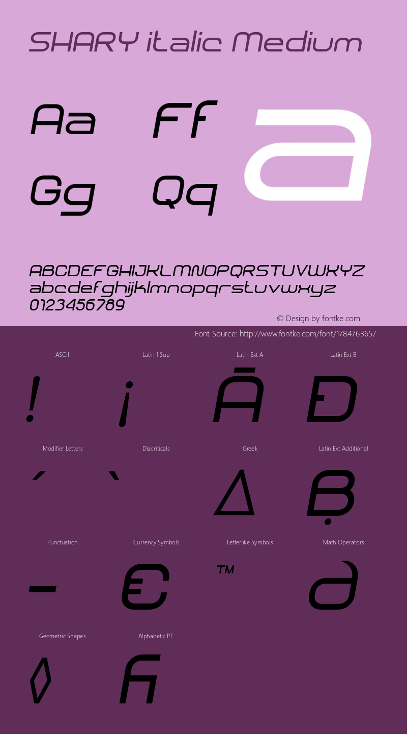 SHARY italic Medium Version 1.000图片样张