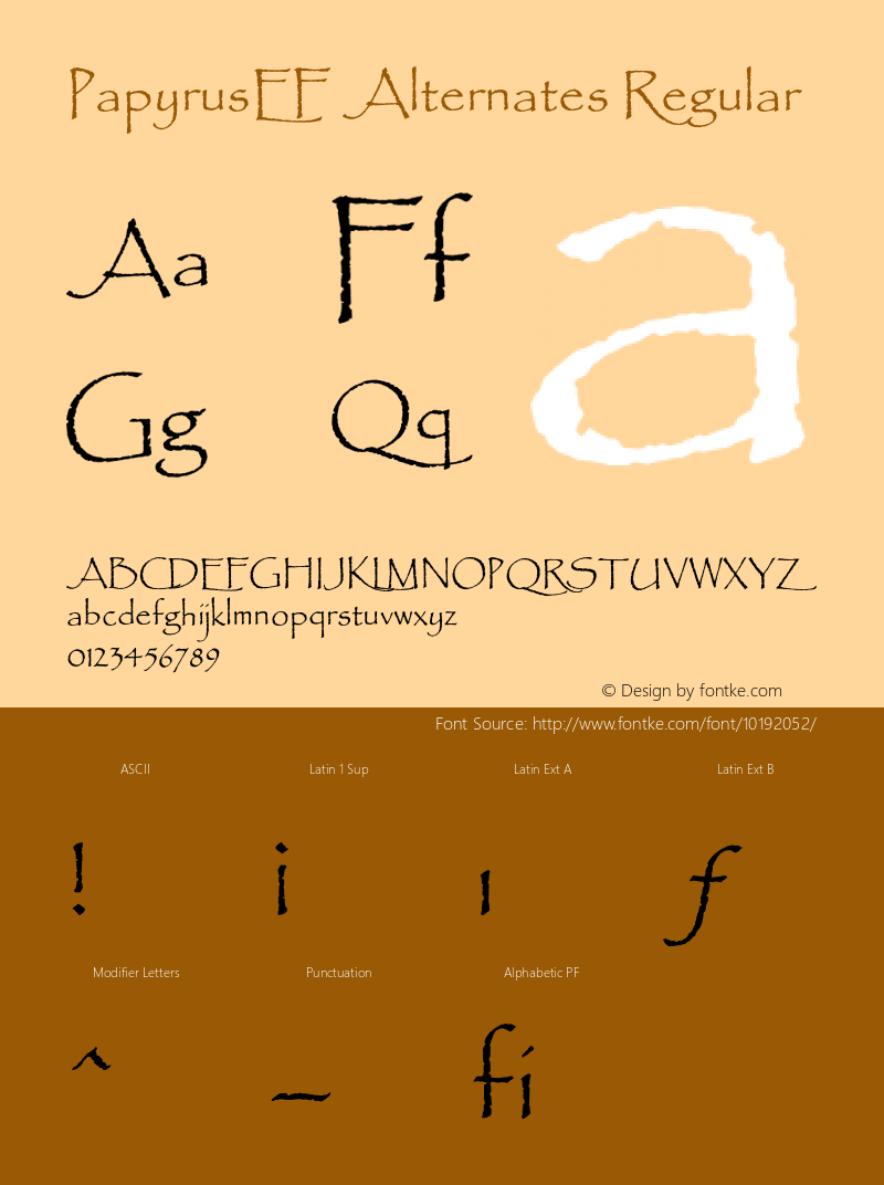 PapyrusEF Alternates Regular 001.000 Font Sample