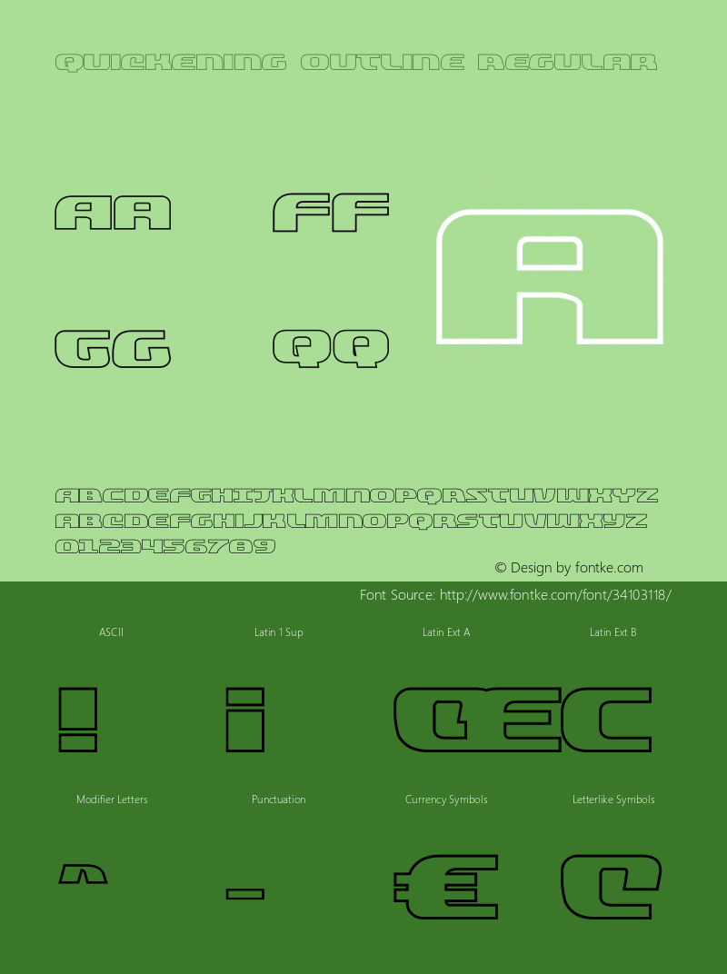 Quickening Outline Version 1.1; 2019 Font Sample