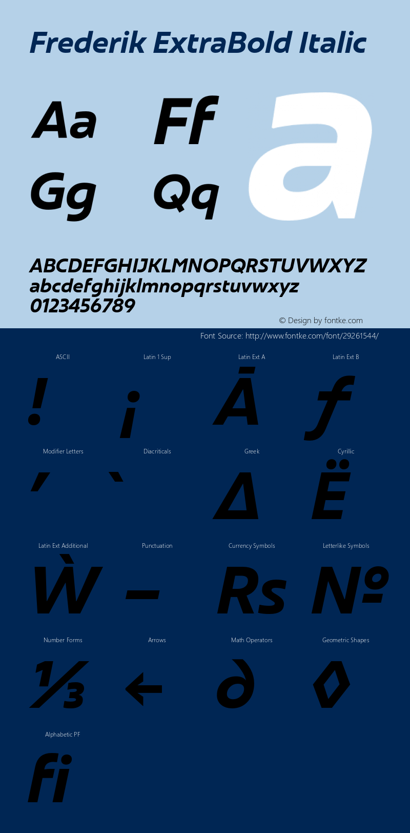 Frederik-ExtraBoldItalic Version 001.000 February 2019;YWFTv17 Font Sample