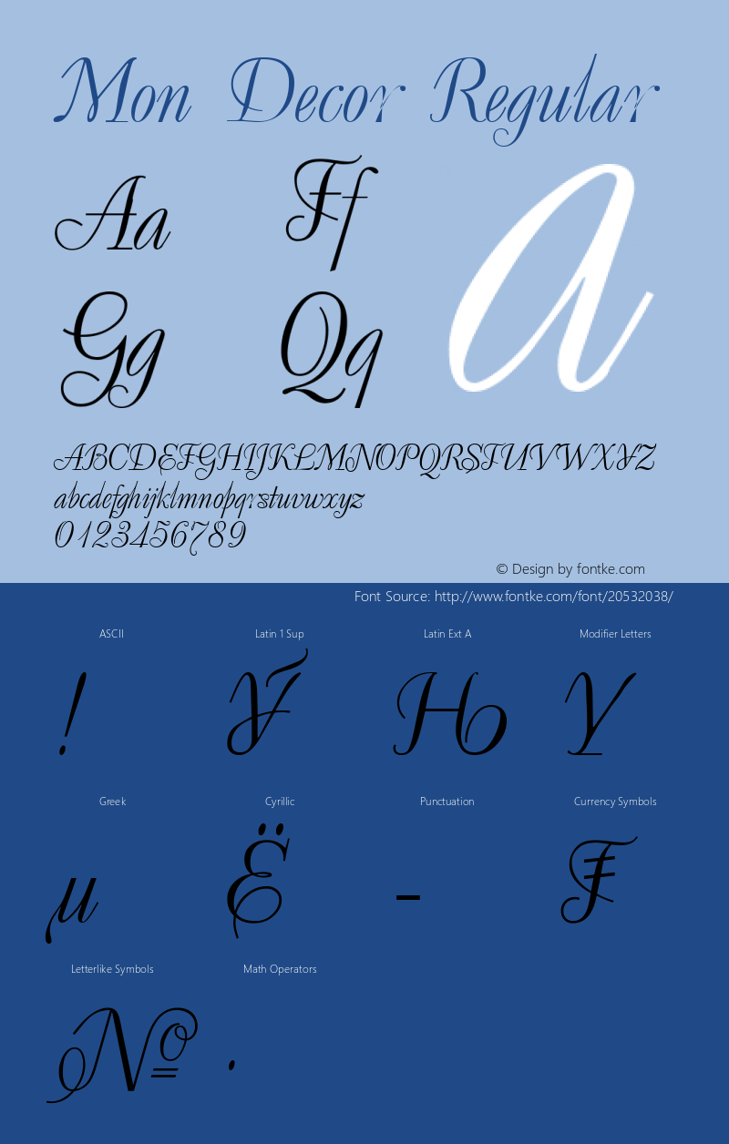 Mon Decor Version 1.10 Font Sample